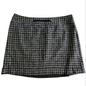 The Limited Tweed Black White Mini Skirt With Side Zipper Size 12